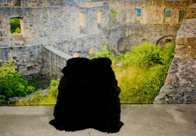 4er Lammfell Teppich Schwarz (öko)